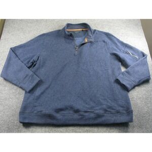 Jeremiah Mens XXL Blue Herringbone Quarter Zip Fleece Sweater Jacket 2105